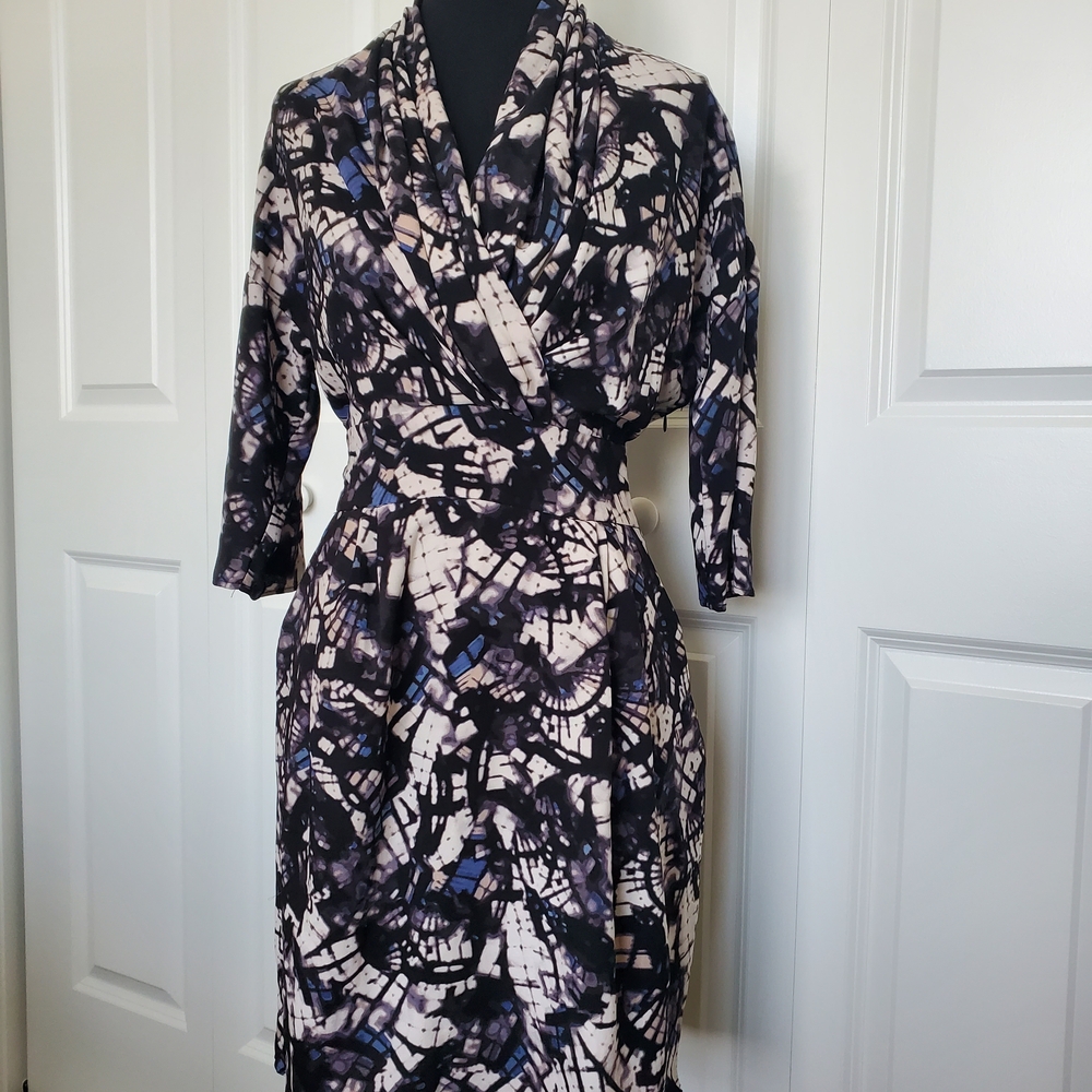Catherine Malandrino Black and Blue Patterned Dress